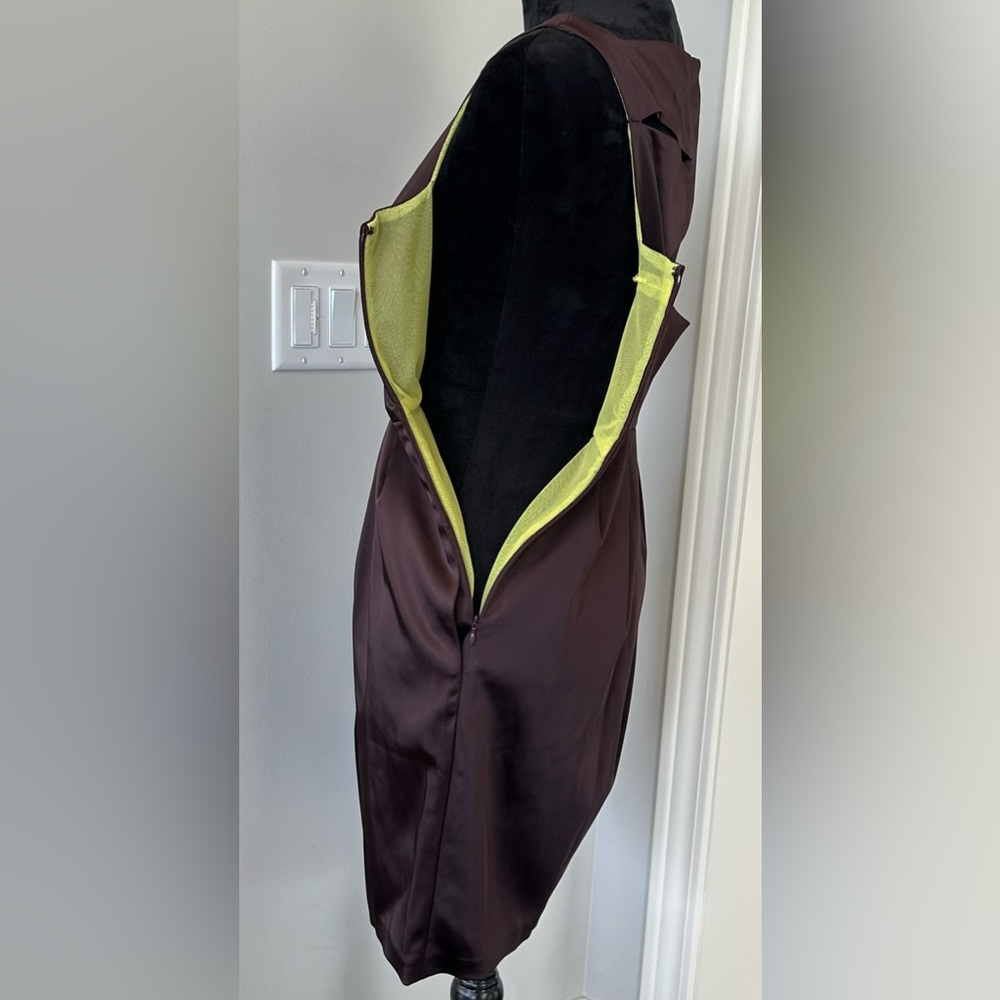 ✨EUC✨Marc New York Brown Ruched Cocktail Dress Lined Side Zip Women size 4 - Picture 8 of 13
